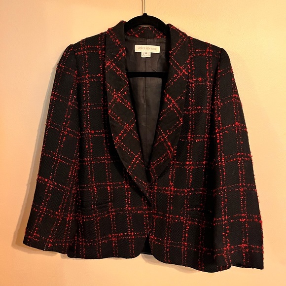 Vintage Black and Red Checkered Blazer - Picture 1 of 5